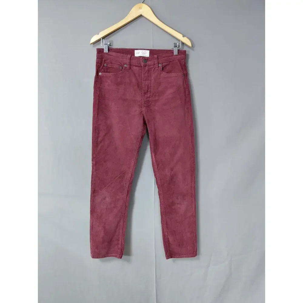 GAP Red Slim Stretch Pants Women Corduroy Size 27